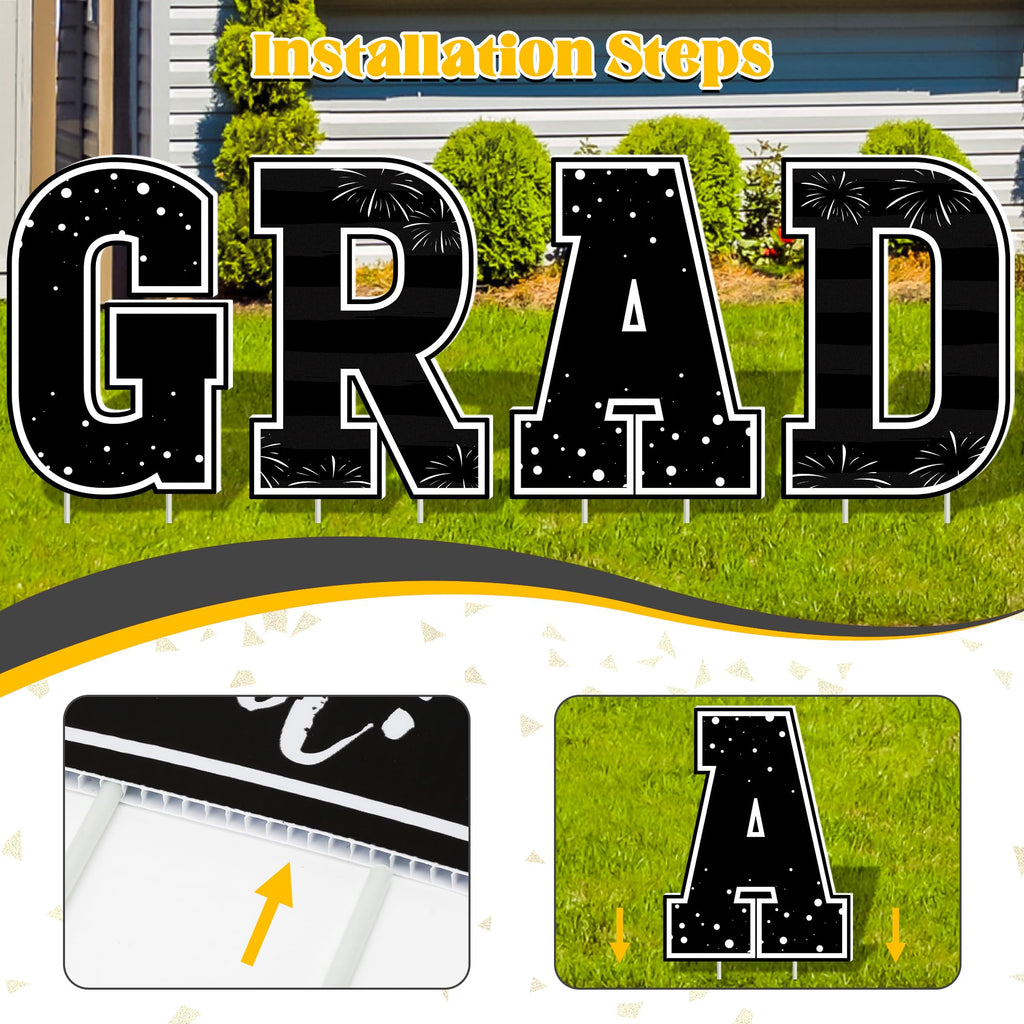 HOVACY 20 PCS Black Gold Graduation Yard Signs Class of 2026 | Black Gold 20 PCS, 40 Stakes, 11.57 x 16.14 in, Corrugated Plastic, Waterproof, Congrats Grad Sign, Graduation Sign