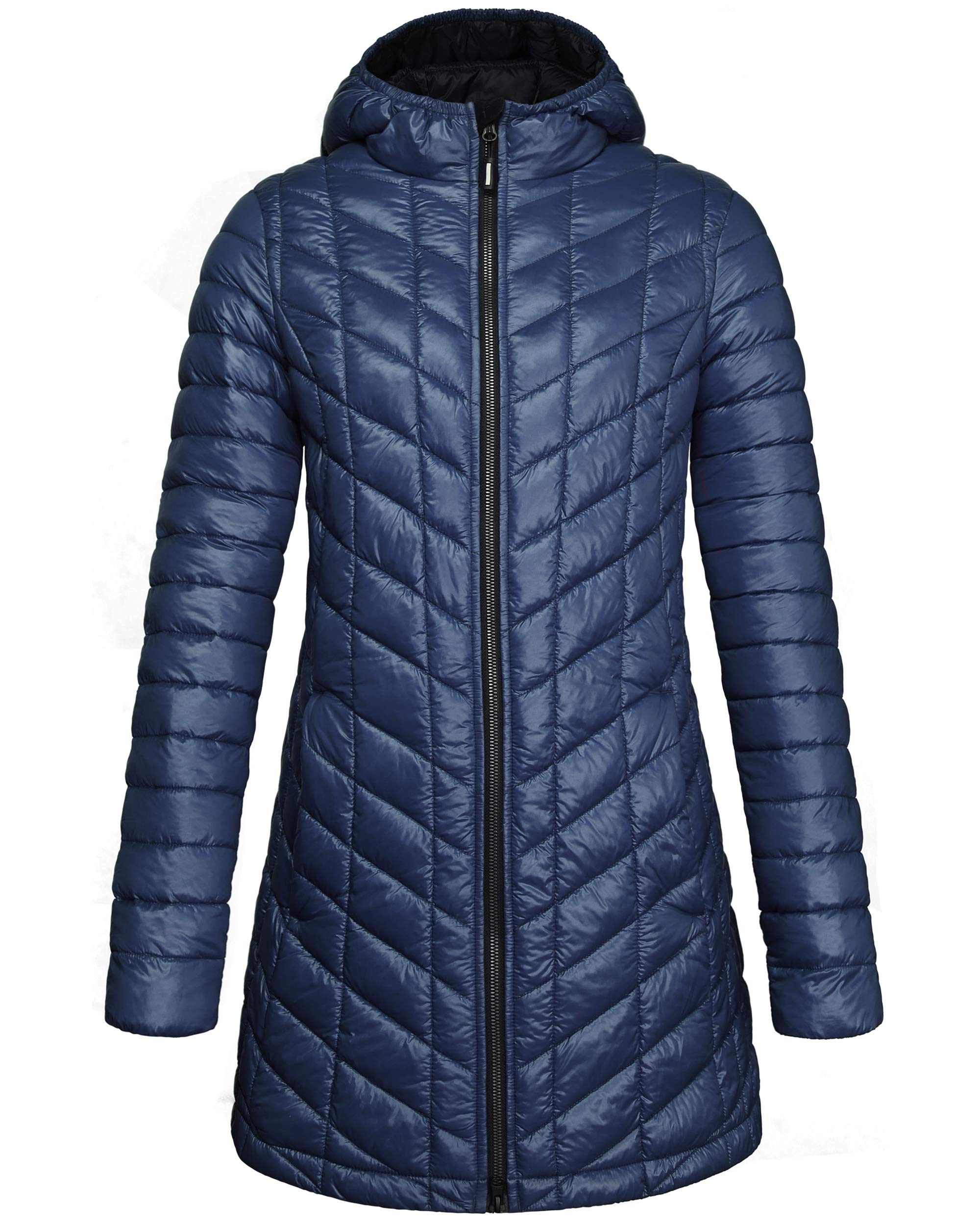 Outdoor Ventures Women's Maryan Hooded Ultra Lightweight Warm Thermolite Long Puffer Coat