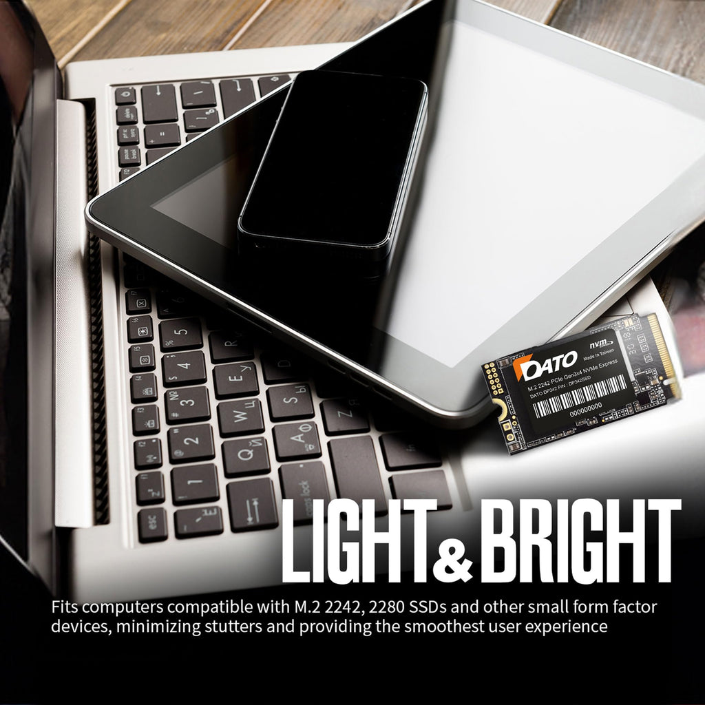 DATO M.2 2230 SSD PCIe 512GB Gen 3x4 NVMe with Aluminium heatsink, Internal Solid State Drive M Key for Business Students Gamers Creator, up to 2500/1700 MB/s - ARS330