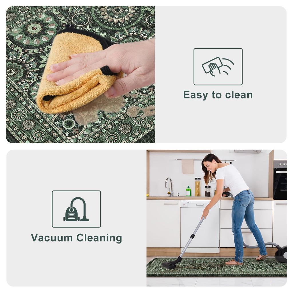 KIMODE Anti Fatigue Kitchen Mats 17"x47"+17"x29", Farmhouse Kitchen Rugs Sets of 2, Cushioned Non Skid Kitchen Mats for Floor, Comfort Kitchen Floor Mats for Sink Laundry Desk Black