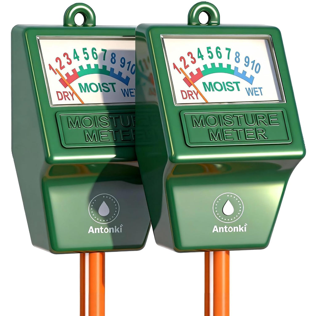 Antonki 2 Pack Soil Moisture Meter, Plant Water Meter for Gardening, Farming, Soil Tester Hygrometer Sensor for Indoor Outdoor House Plants, Flower, Lawn - No Battery Required