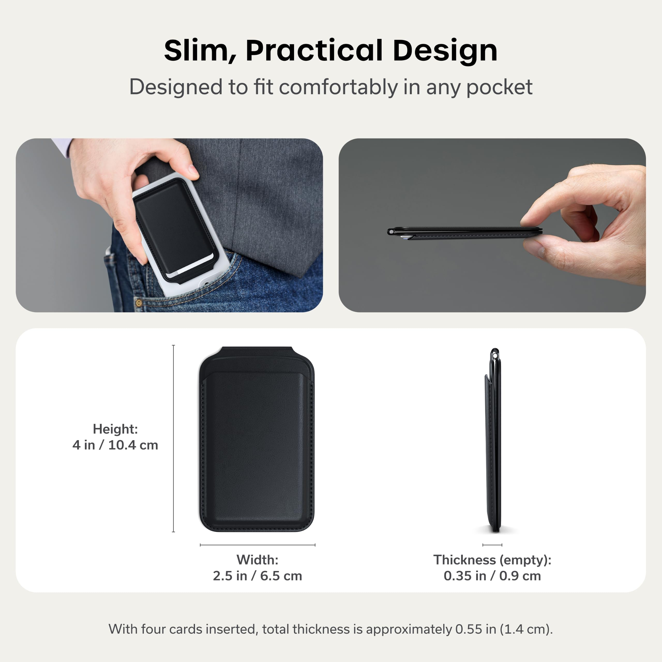 Satechi Magnetic Magsafe Wallet, Double Flap Stand Card Holder, 4 Slots with Front NFC Pass-Through, Adjustable Phone Attachment for iPhone 17/16/15/14/13/12, Travel Accessory