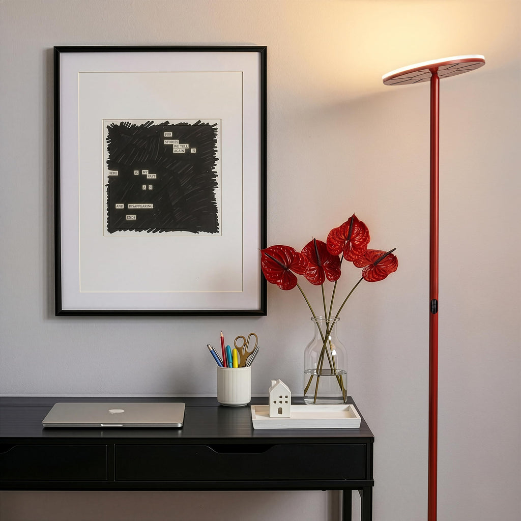 Brightech Sky LED Floor lamp, Torchiere Super Bright Floor Lamp for Living Room Decor & Office - Dimmable, Tall Standing Lamp with Warm Light for Bedroom & Reading - Bronze
