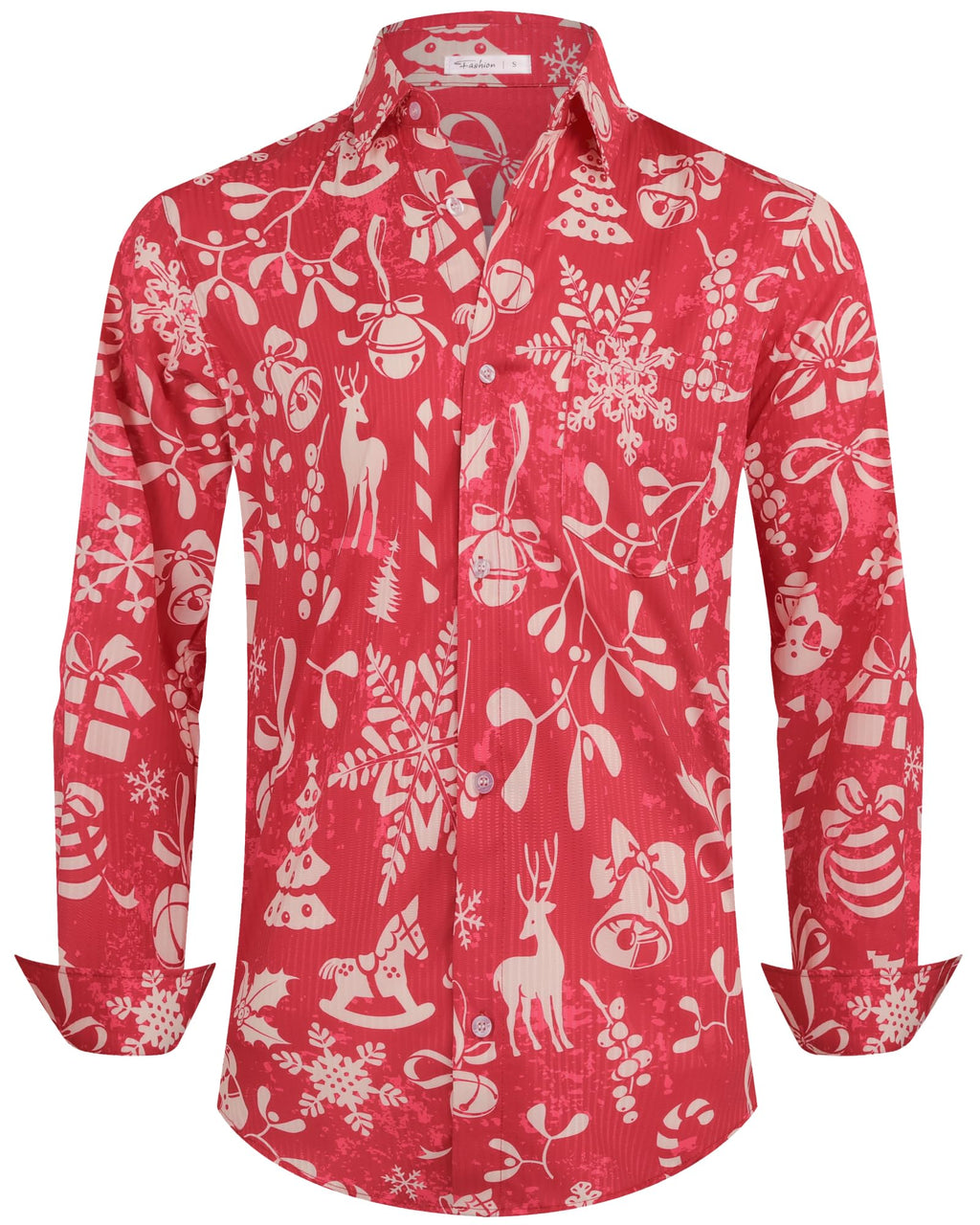 BOJIN Men's Dress Wrinkle-Free Floral Hawaiian Long Sleeve Flower Printed Casual Button Down Shirts with Pocket