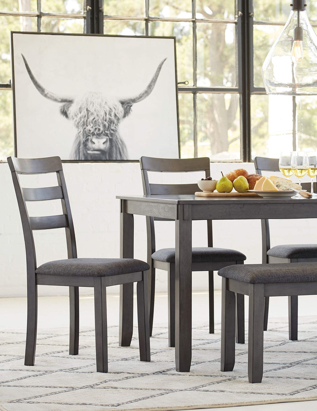 Signature Design by Ashley Bennox 6 Piece Dining Set with Upholstered Bench, Table & 4 Upholstered Chairs, Seats 6, Wood, Brown