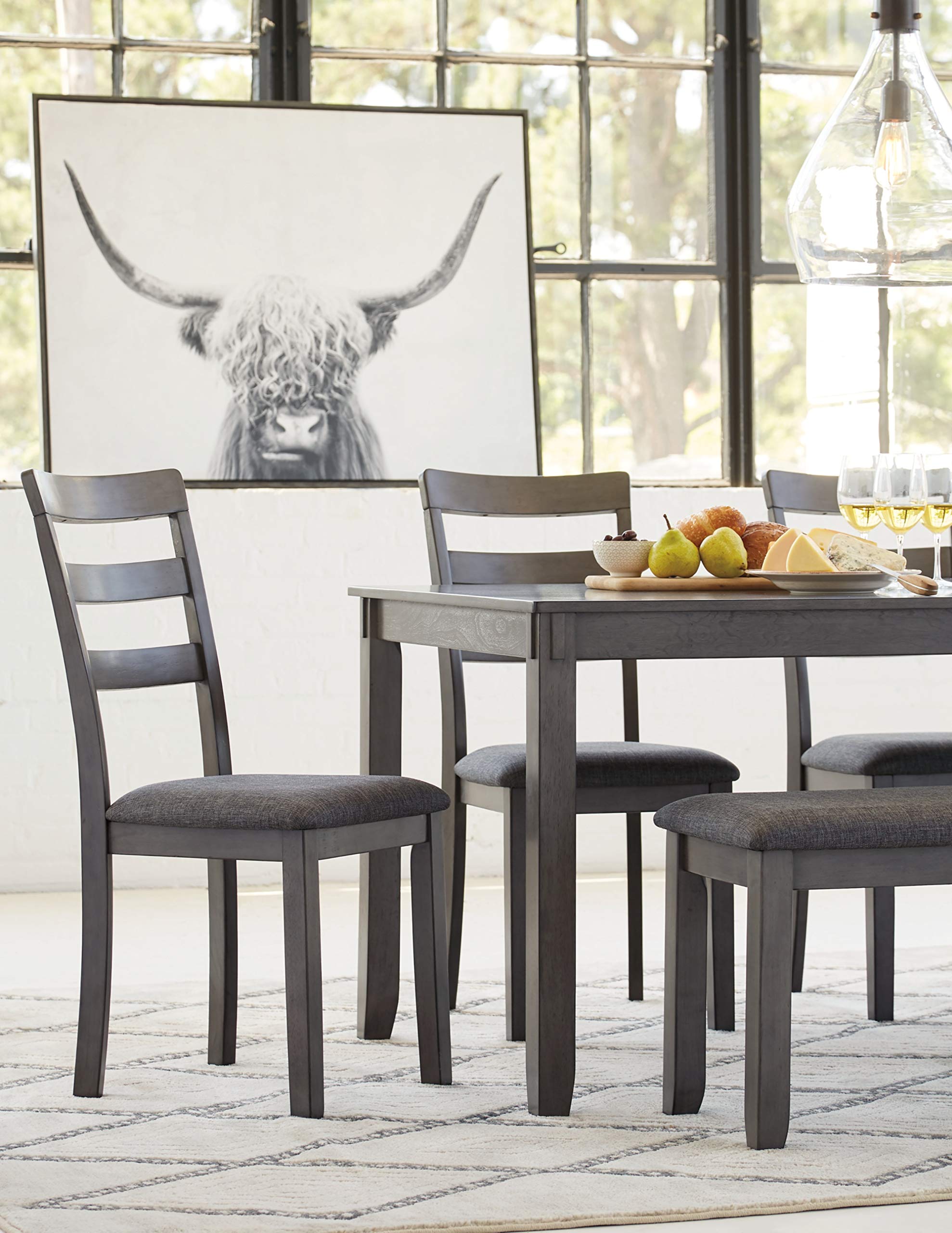 Signature Design by Ashley Bennox 6 Piece Dining Set with Upholstered Bench, Table & 4 Upholstered Chairs, Seats 6, Wood, Brown