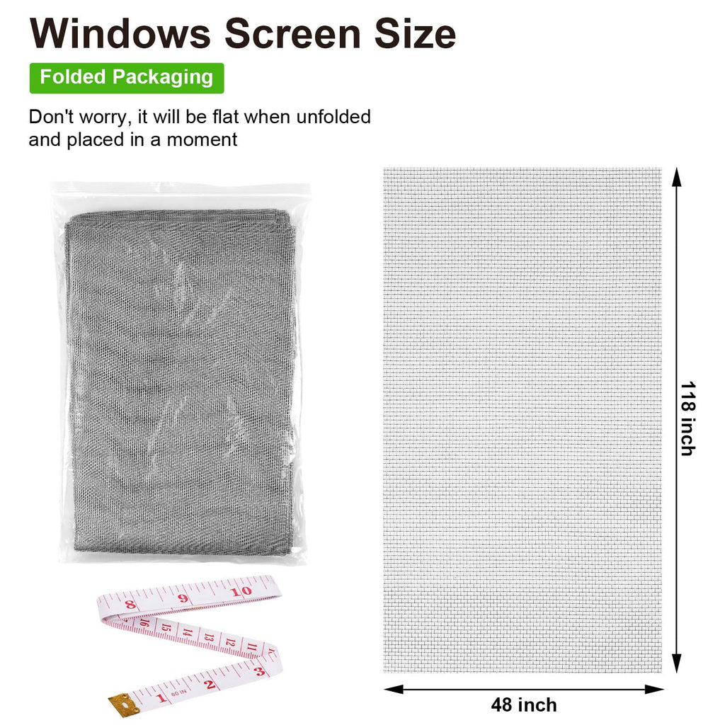 Ouskr Replacement Window Screens Roll, 36 inch x 100 feet Durable Window Screen Mesh for Patio Porch Door Windows, DIY Adjustable Fiberglass Window Screen Repair Kit Sliding Net Pet, Black