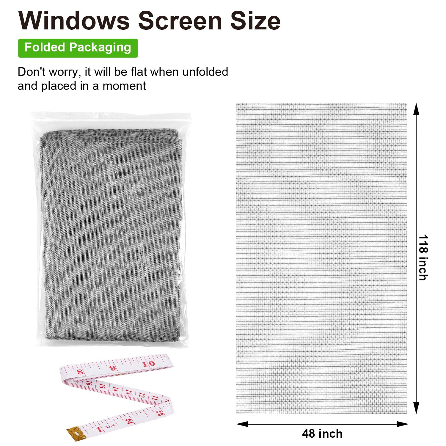 Ouskr Replacement Window Screens Roll, 36 inch x 100 feet Durable Window Screen Mesh for Patio Porch Door Windows, DIY Adjustable Fiberglass Window Screen Repair Kit Sliding Net Pet, Black