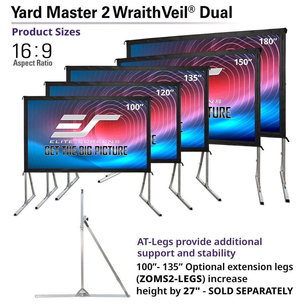 Elite Screens 100-inch Wraith Veil DUAL, 16:9, 0.8 Gain, 150° Viewing Angle, Front & Rear Projection Screen, Yardmaster 2 OMS100H2-Dual