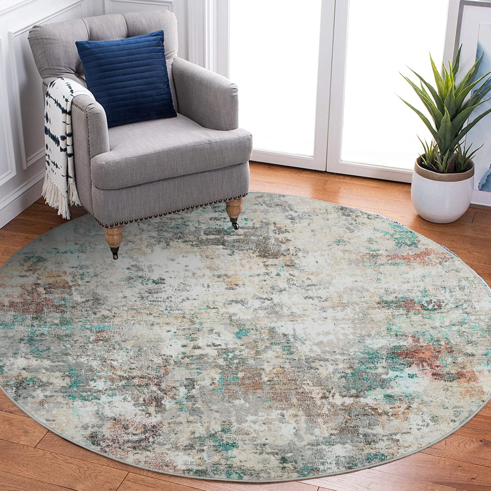 ROYHOME Modern Scalloped Abstract 2x3 Area Rug Non Slip Non Shedding Low Pile Stain Resistant Rug for Entryway Kitchen Bedroom,Black Yellow
