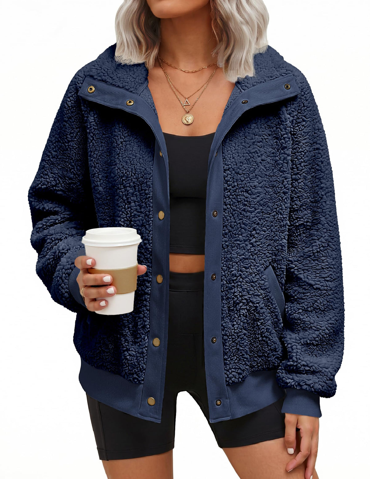 MEROKEETY Womens Sherpa Fleece Jacket 2026 Fall Casual Fuzzy Winter Coats
