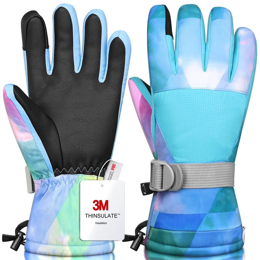 Ski Gloves,Snow Gloves Waterproof Winter Warm Cold Weather Touchscreen Gloves for Parent& Child Kids Skiing,Snowboarding