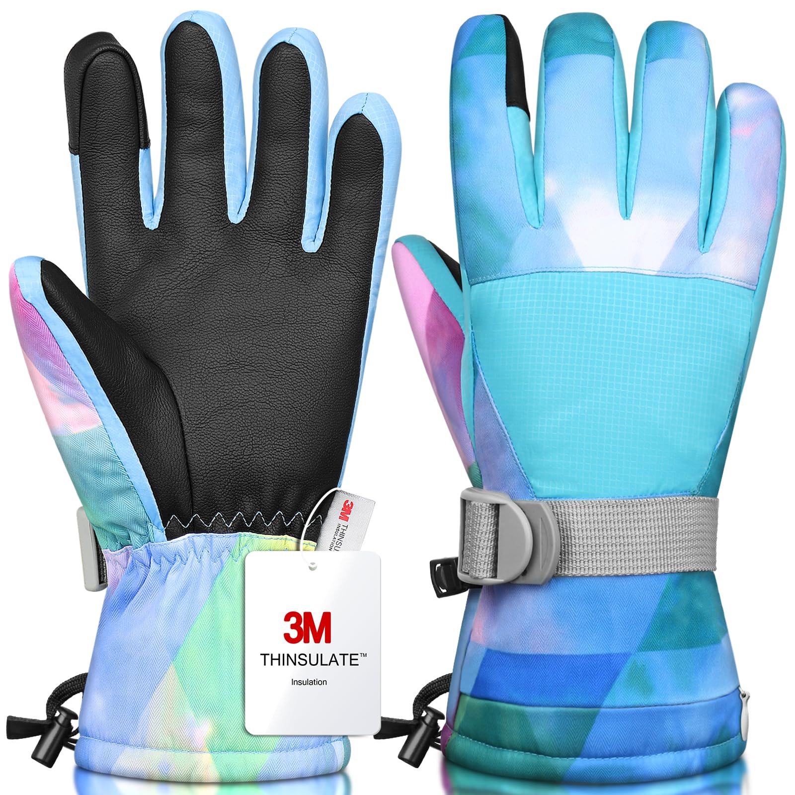 Ski Gloves,Snow Gloves Waterproof Winter Warm Cold Weather Touchscreen Gloves for Parent& Child Kids Skiing,Snowboarding