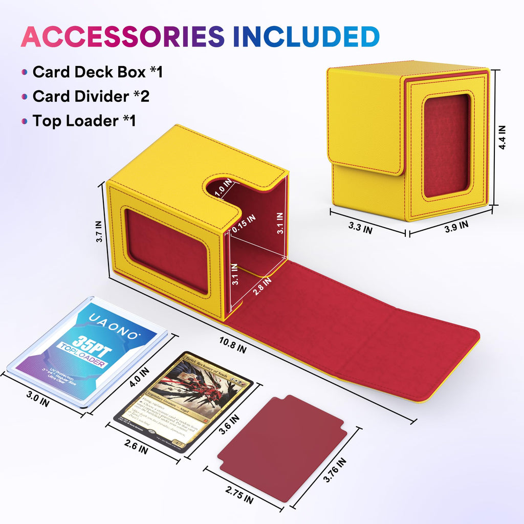UAONO 4 Pack MTG Commander Deck Box, Independent Commander Display, Fits 400 Double-Sleeved Cards, Magnetic Deck Case for Magic the Gathering TCG, 8 Dividers & 4 Top Loaders (4 Color)