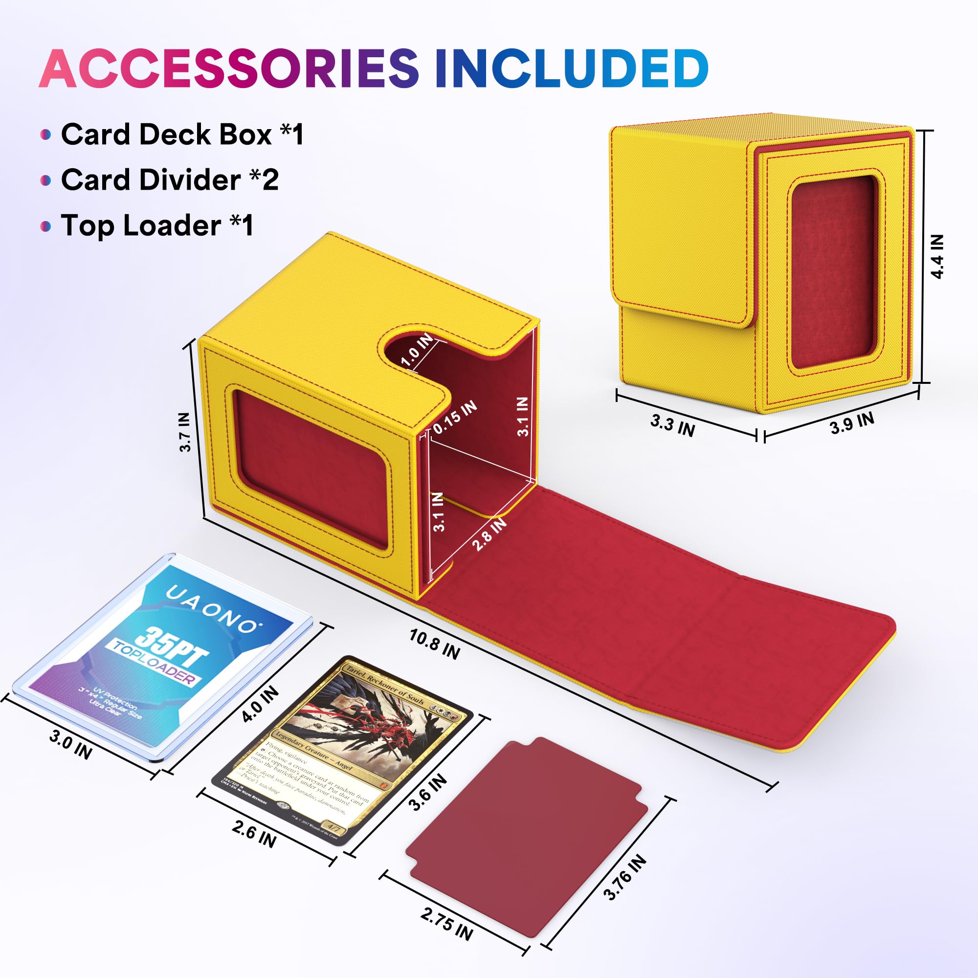 UAONO 4 Pack MTG Commander Deck Box, Independent Commander Display, Fits 400 Double-Sleeved Cards, Magnetic Deck Case for Magic the Gathering TCG, 8 Dividers & 4 Top Loaders (4 Color)