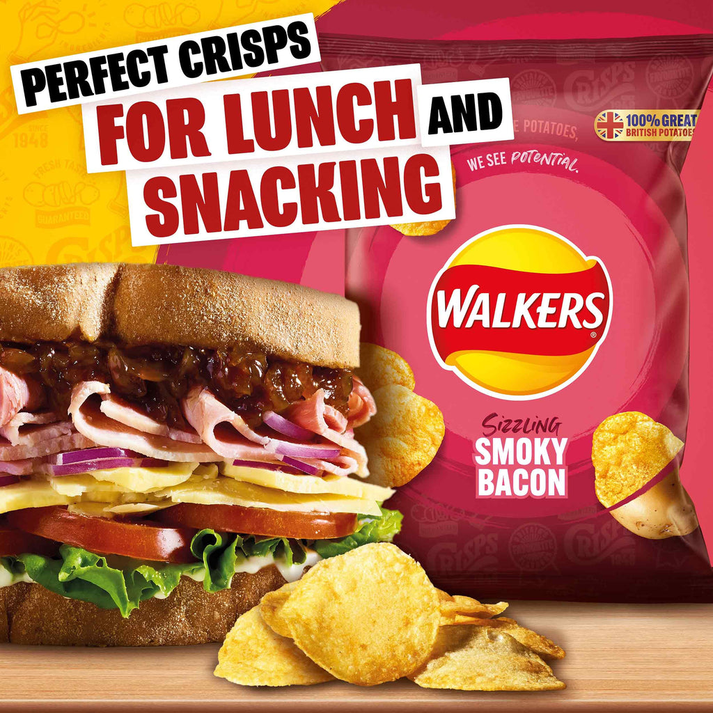 Walkers Smoky Bacon Crisps Box, 32.5 G (Case Of 32)