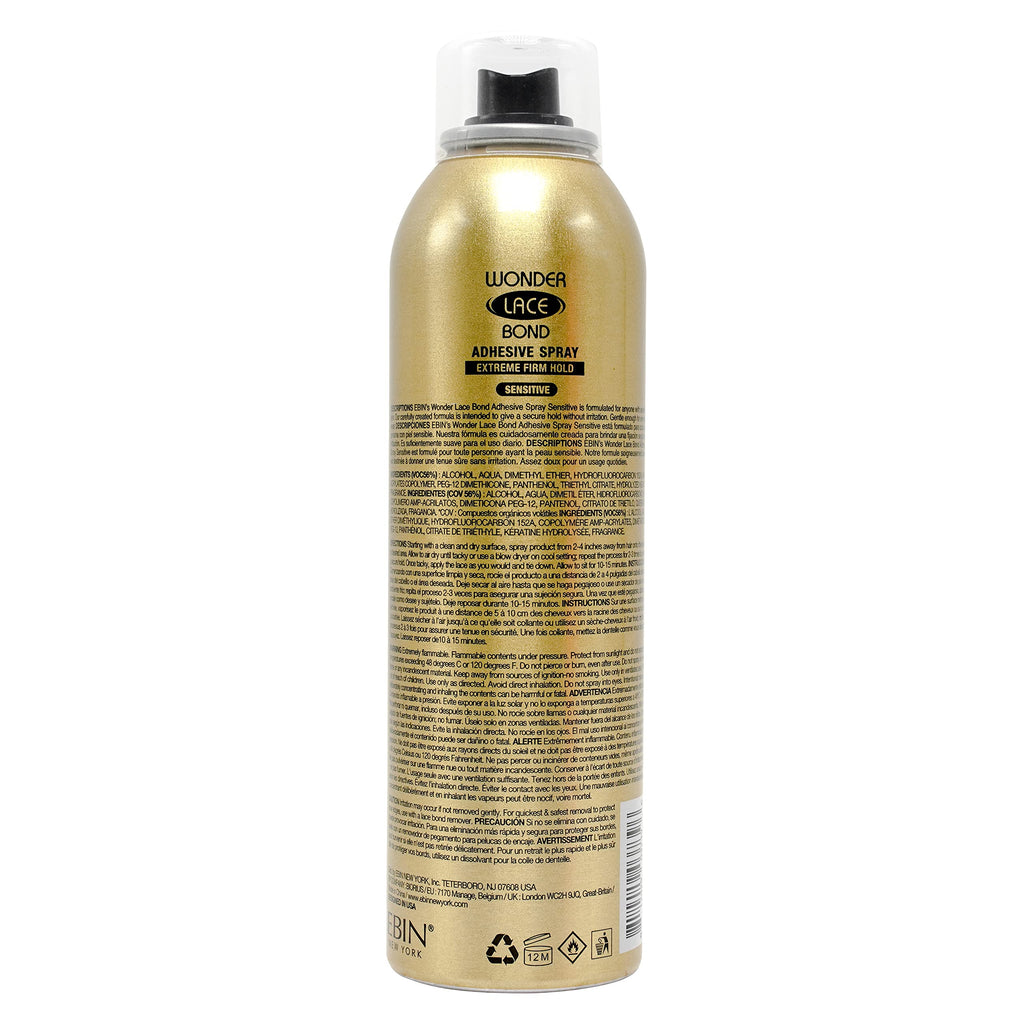EBIN NEW YORK Wonder Lace Bond Adhesive Spray - Extreme Firm Hold 2.7oz/ 80ml| Active Use, Fast Drying, No Residue, No Build-up, All-day Powerful Hold, Easy Daily Wig Install