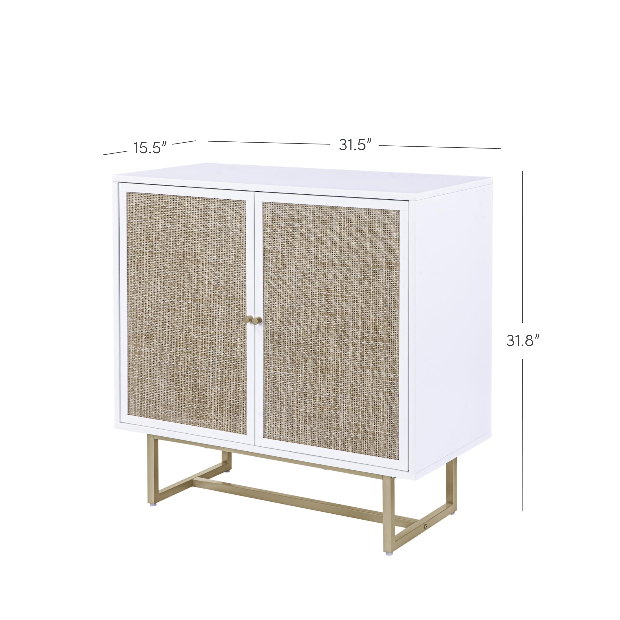 Nathan James Kova Rattan Wood Accent Sideboard Storage Cabinet with Matte Metal Frame, Adjustable Interior Shelves and Cane Doors, for Hallway, Entryway or Living Room, Black Oak/Cane