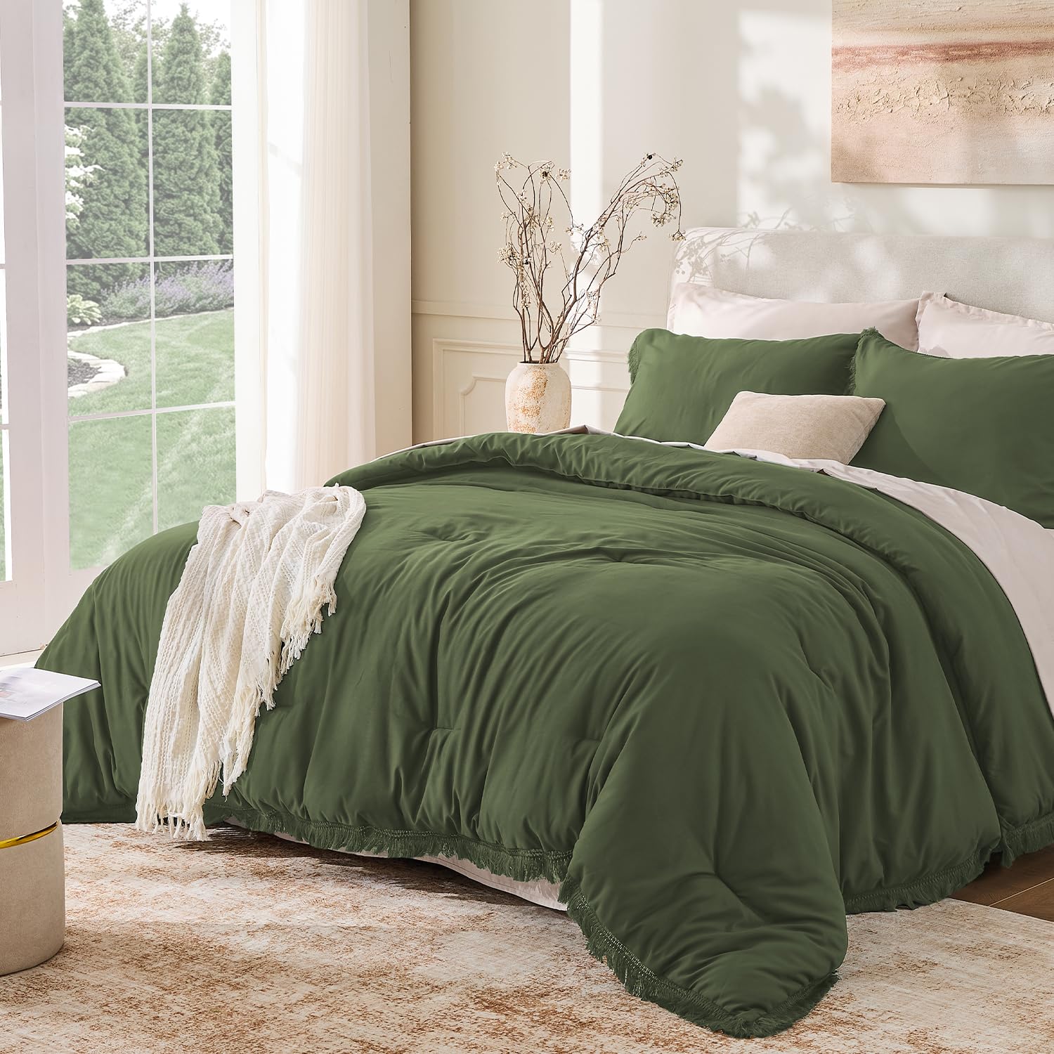 Andency Comforter Full Size Set Burnt Orange, 3 Pieces Boho Terracotta Winter Lightweight Bedding Comforter Sets, All Season Rust Tassel Bed Set (79x90In Comforter & 2 Pillowcases)