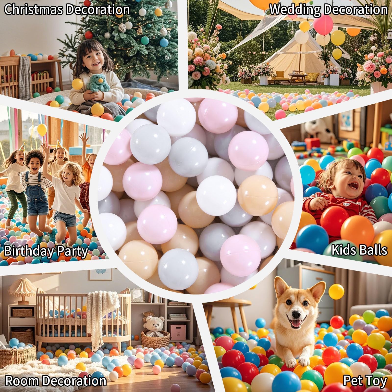 GOGOSO Ball Pit Balls for Toddler, Baby Plastic Playballs Kids Soft Pastel Pelotas Non-Toxic BPA-Free,Mix Color,100 Balls
