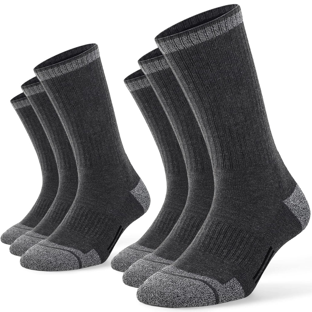 FITRELL 6 Pack Men's Athletic Moisture Wicking Crew Socks Cushioned Sport Running Work Boot Socks Size 9-12/12-15