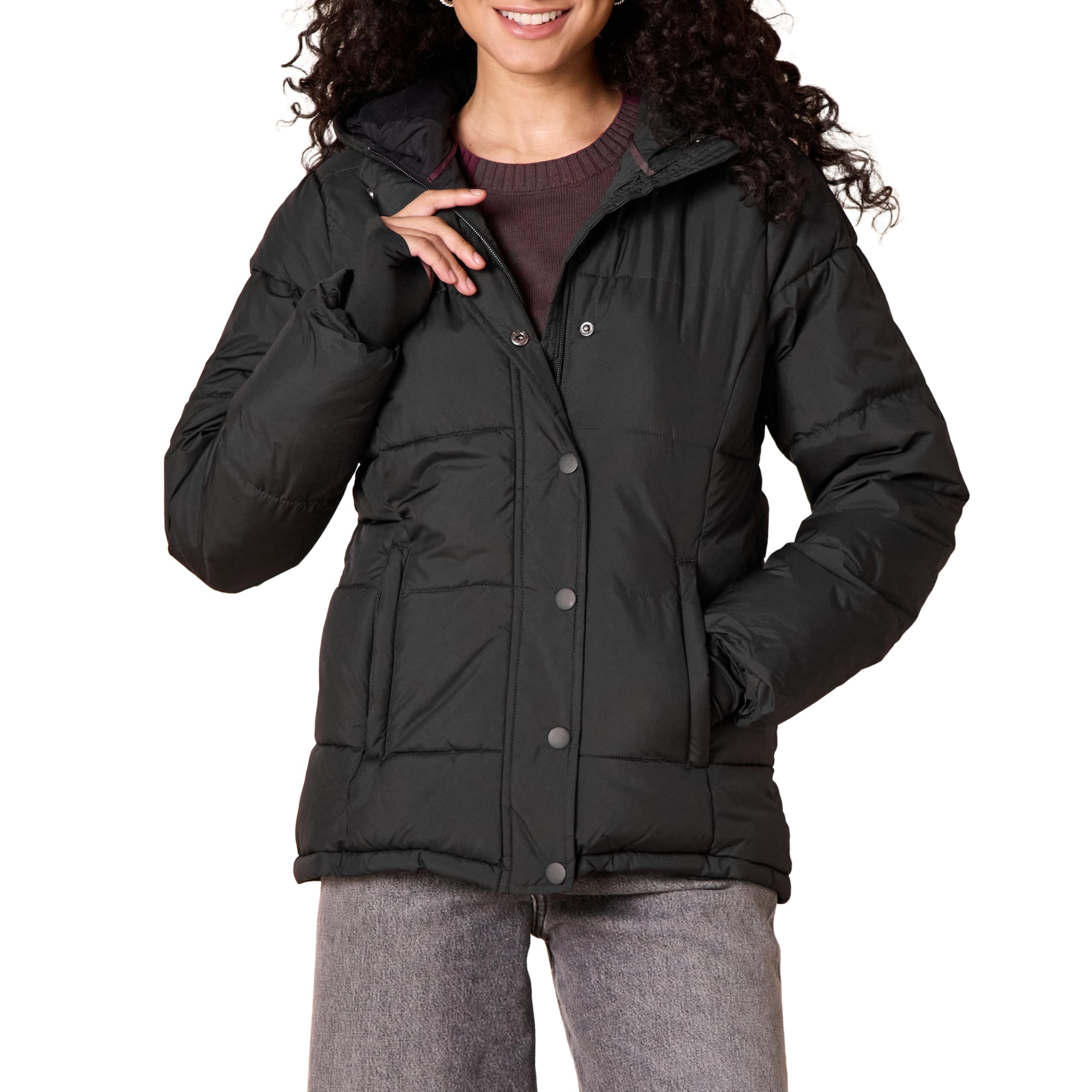 Amazon Essentials Women's Heavyweight Quilted Long-Sleeve Hooded Puffer Coat (Available in Plus Size)
