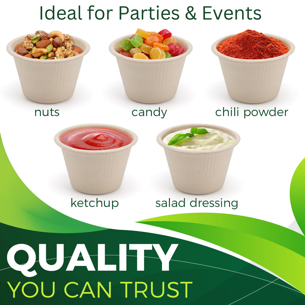 4oz Disposable Paper Cups [100-Pack], Sturdy Small/Mini Paper Cups/bowls, Perfect for Dip Sauce, Tasting and Snacks, 100% Compostable Sample Cups