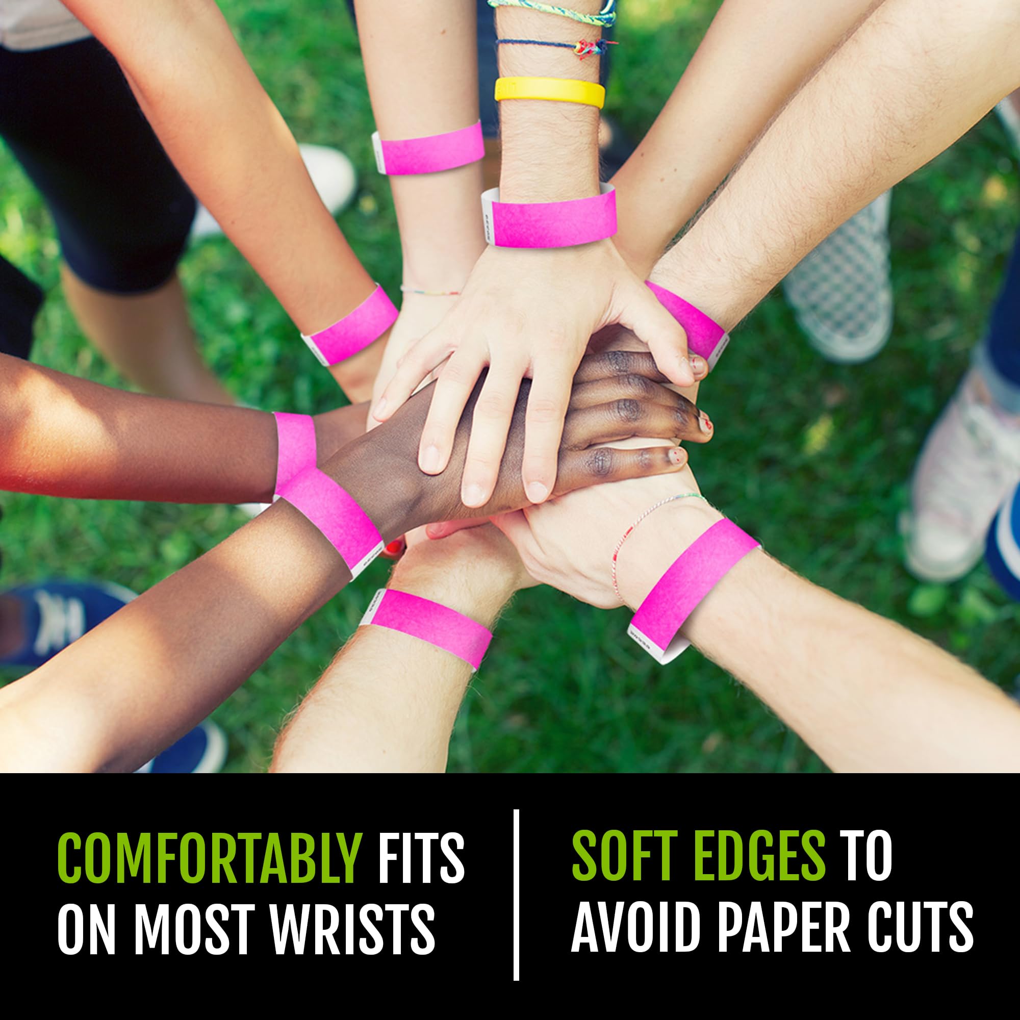 1,000 WristCo 10 Color Variety Pack Tyvek Wristbands for Events - Comfortable Tear Resistant Paper Bracelets ID Wrist Bands for Concerts Festivals Admission Party Identification