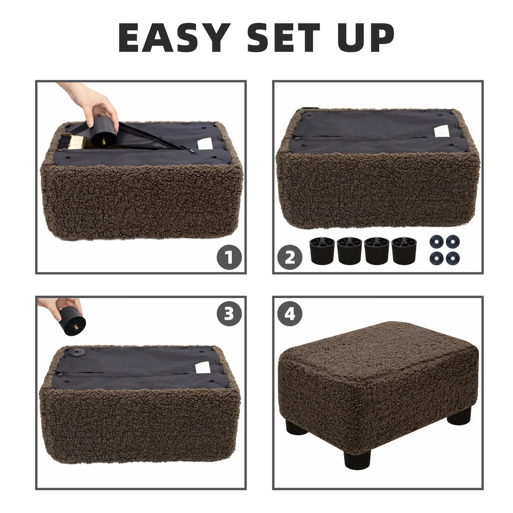 CAROLMADE Small Foot Stool Ottoman Footstool with Legs Under Desk Footrest for Living Room Bedroom and Office, Black
