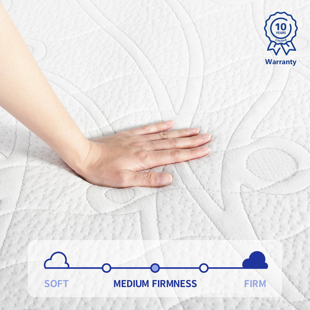 Olee Sleep Full Mattress, 10 Inch Support Cloud Hybrid Mattress, Gel Infused Memory Foam, Pocket Spring for Support and Pressure Relief, CertiPUR-US Certified, Bed-in-a-Box, Soft, Full Size