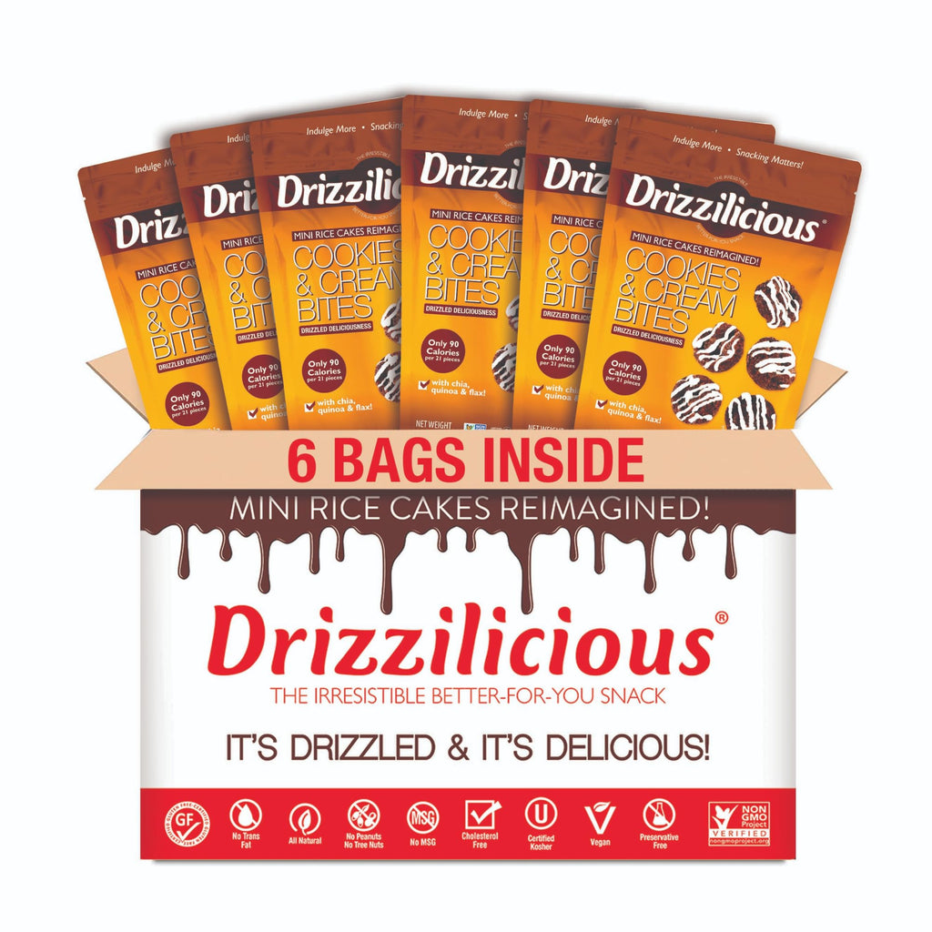 Drizzilicious Mini Flavored Rice Cakes - Rice Crisps, Healthy Snack for Adults and Kids, Vegan, Gluten Free Snack, 90 Calories Per 21 Pieces, S'mores & Cinnamon Swirl - 4 oz (Pack of 6)