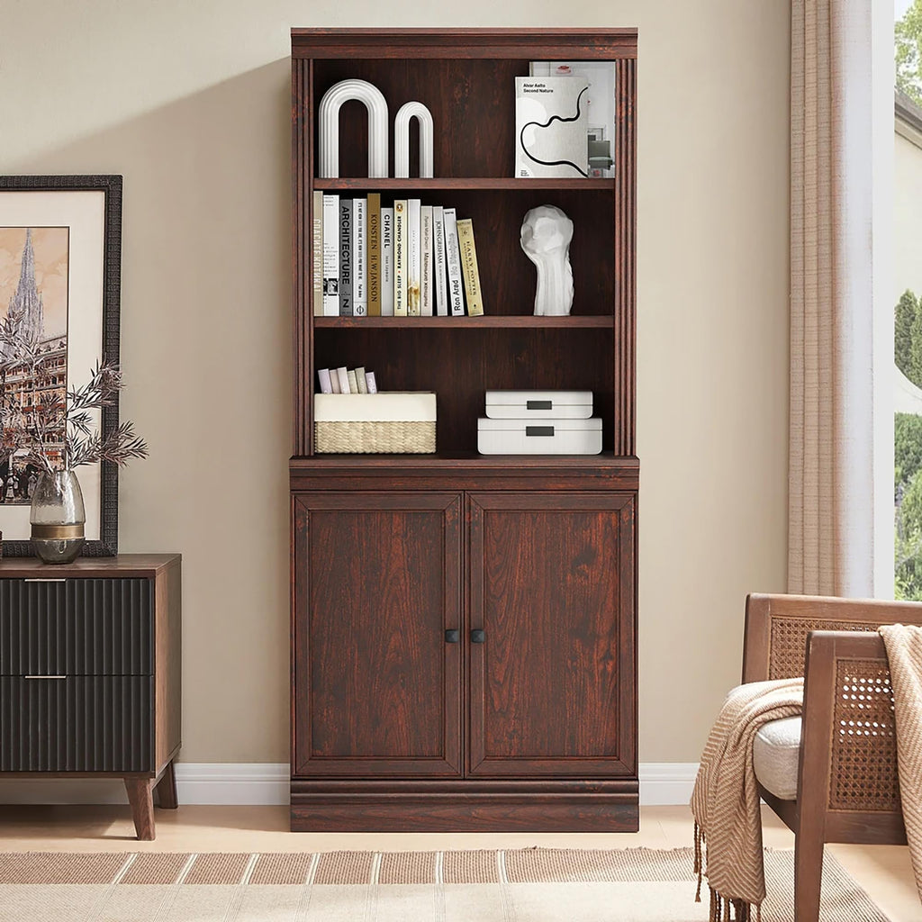 JAHRSTIM Halston Bookshelf, 5-Tier Tall Deep Storage Shelf, Adjustable Open Shelving Unit Closet Organizer and Storage for Living Room Home Office Bedroom, Modular Deep Bookcase Bookshelves