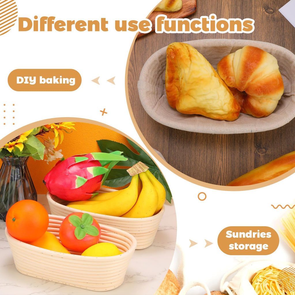 Gejoy 20 Sets Bread Proofing Baskets Bulk Banneton Dough Proofing Bowls Kit with Cloth Liner and Plastic Scraper Sourdough Basket for Home Sourdough Bakers(Oval,10'')