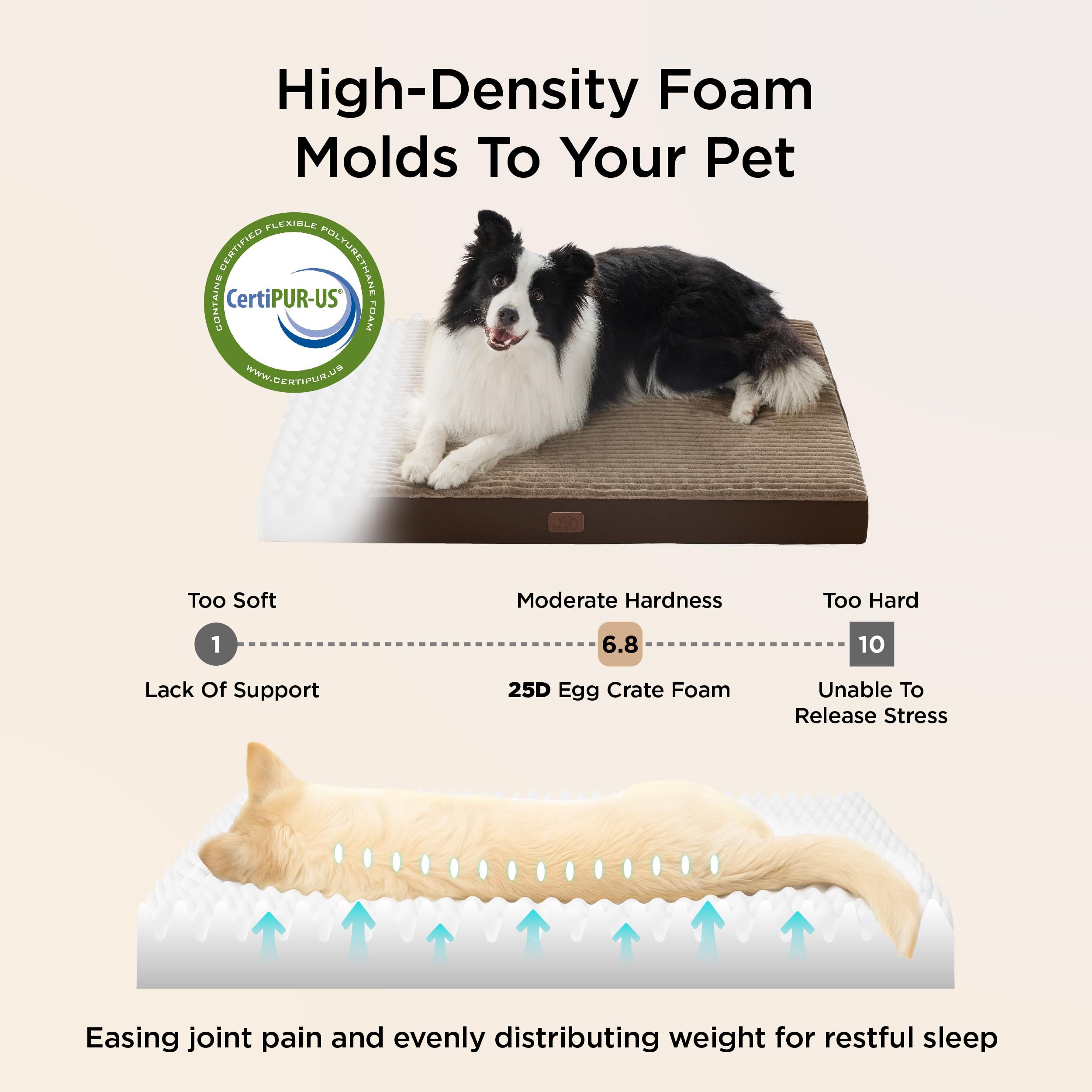 Bedsure ComfyFleece Dog Bed for Small Dogs - Orthopedic Pet Beds with Removable Washable Cover, NOT Waterproof Egg Crate Foam Puppy Mat, Suitable for Pet Up to 20 lbs, 23"x17"x2.8", NOT for Chewers
