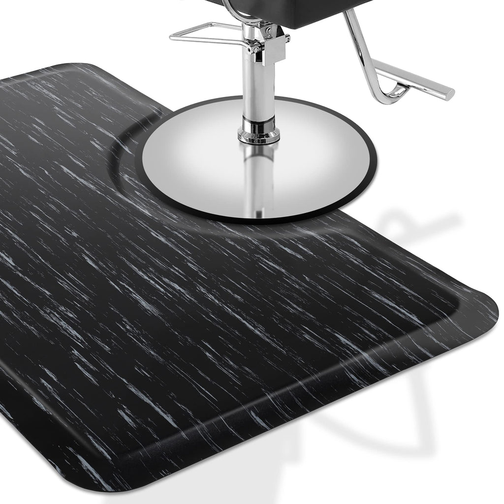 Saloniture 3 ft. x 5 ft. Salon & Barber Shop Chair Anti-Fatigue Floor Mat - Black Rectangle - 1/2 in. Thick