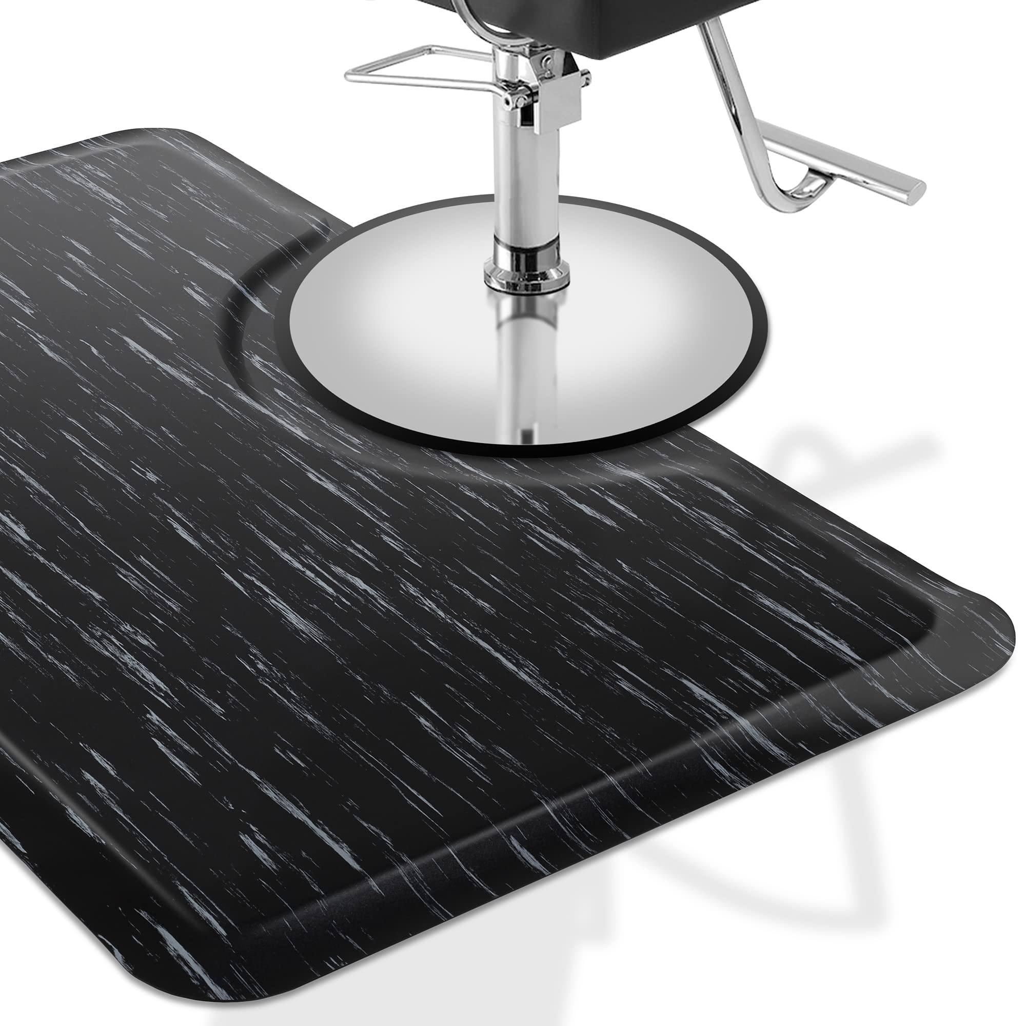 Saloniture 3 ft. x 5 ft. Salon & Barber Shop Chair Anti-Fatigue Floor Mat - Black Rectangle - 1/2 in. Thick