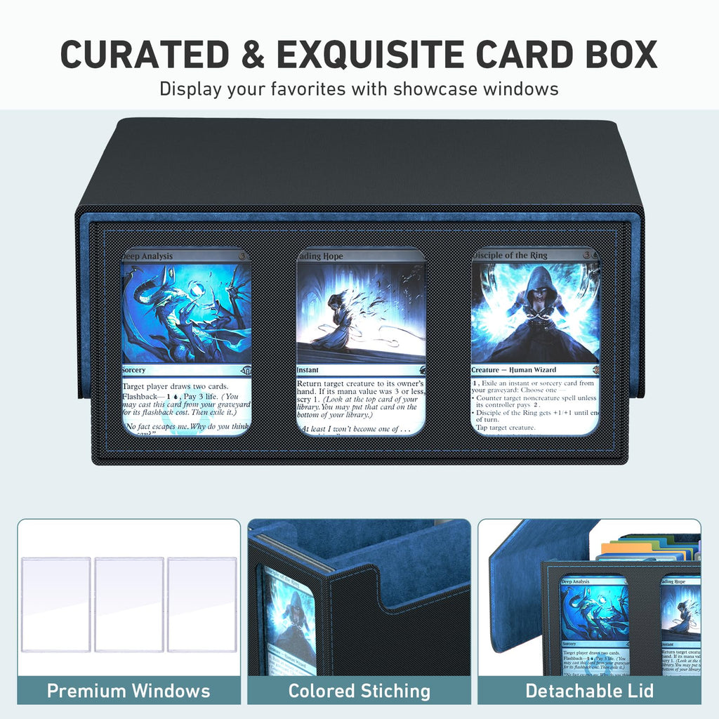 3-Row Trading Card Storage Box, Bulk Cards Case for 2400+ Mtg tcg Magic Playing Game Card Organizer, Commander Deck Box with 3 Supports & 24 Dividers