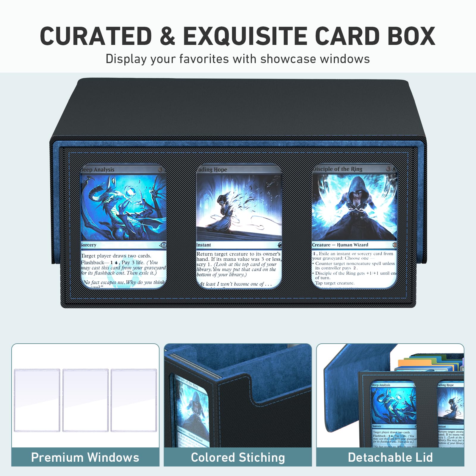 3-Row Trading Card Storage Box, Bulk Cards Case for 2400+ Mtg tcg Magic Playing Game Card Organizer, Commander Deck Box with 3 Supports & 24 Dividers