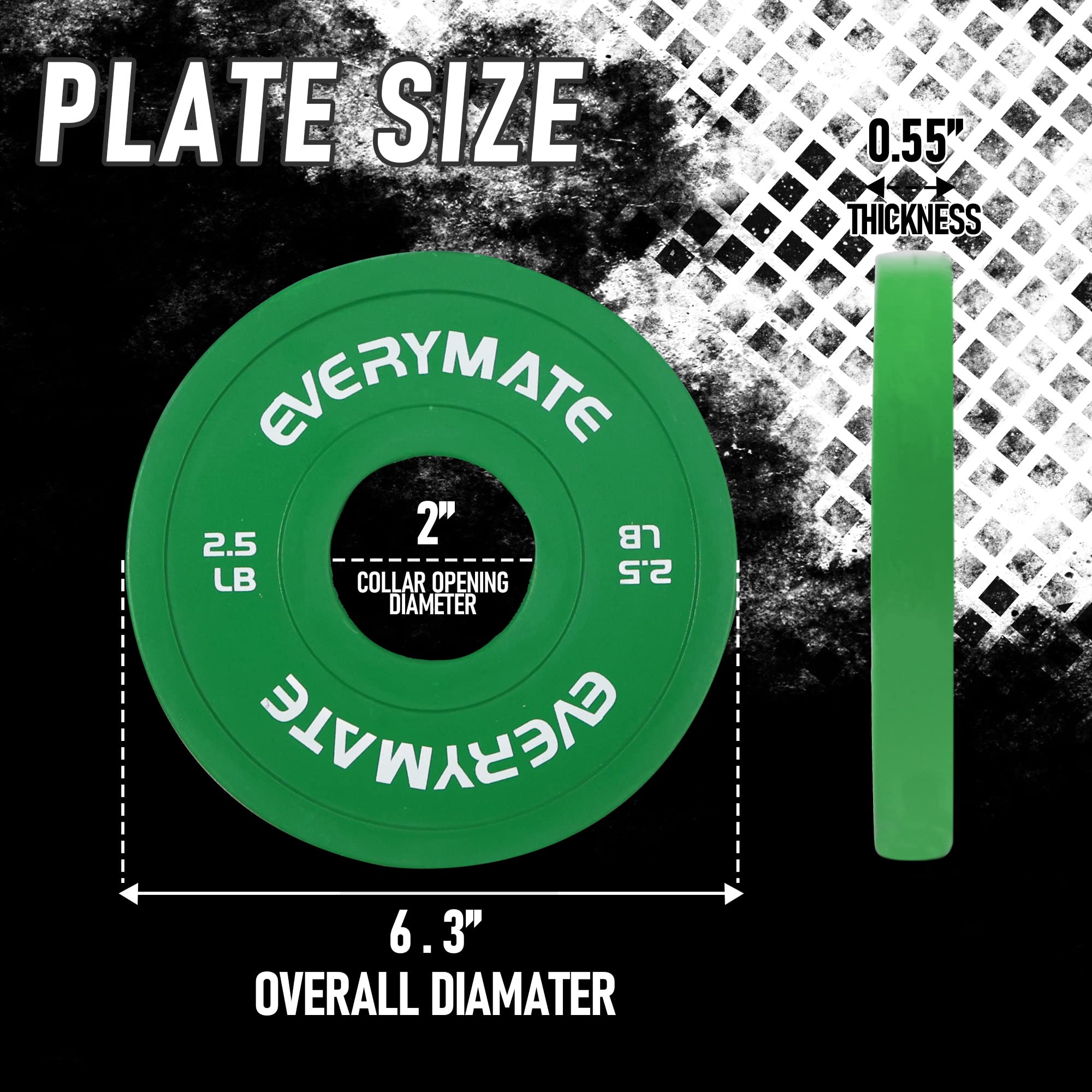EVERYMATE Change Weight Plates 1.25LB 2.5LB 5LB Set Fractional Plate Olympic Bumper Plates for Cross Training Bumper Weight Plates Steel Insert Strength Training Weight Plates