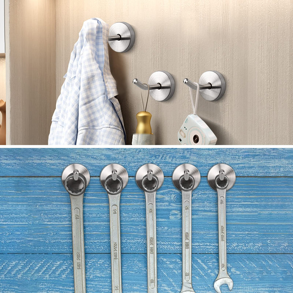 NearMoon Coat Hooks, Wall Mount Hooks for Hanging Hat Hurse Robe, 304 Stainless Steel Heavy Duty Towel Hangers for Bathroom Livingroom Kitchen-Ceiling Hook, 6 Pack (2 Inch, Brushed Nickel)