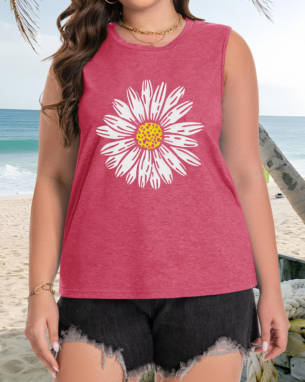 Plus Size Tops for Women Sleeveless Summer Tank Top Loose Fit Casual Tunics Shirts 2026