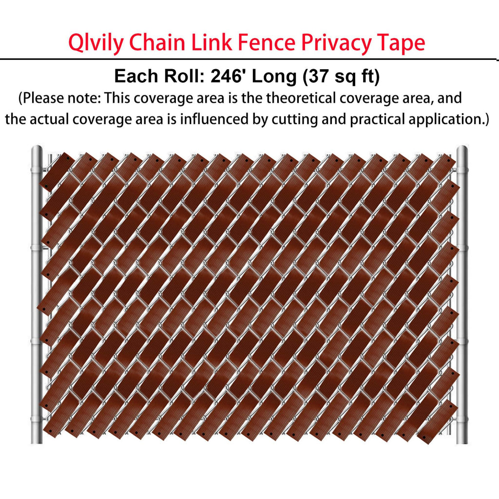 Chain Link Fence Privacy Tape, 246ft x 0.15ft Chain Link Fence Slats, Fence Covering Privacy, Brown (200PCS Button + Puncher Included)