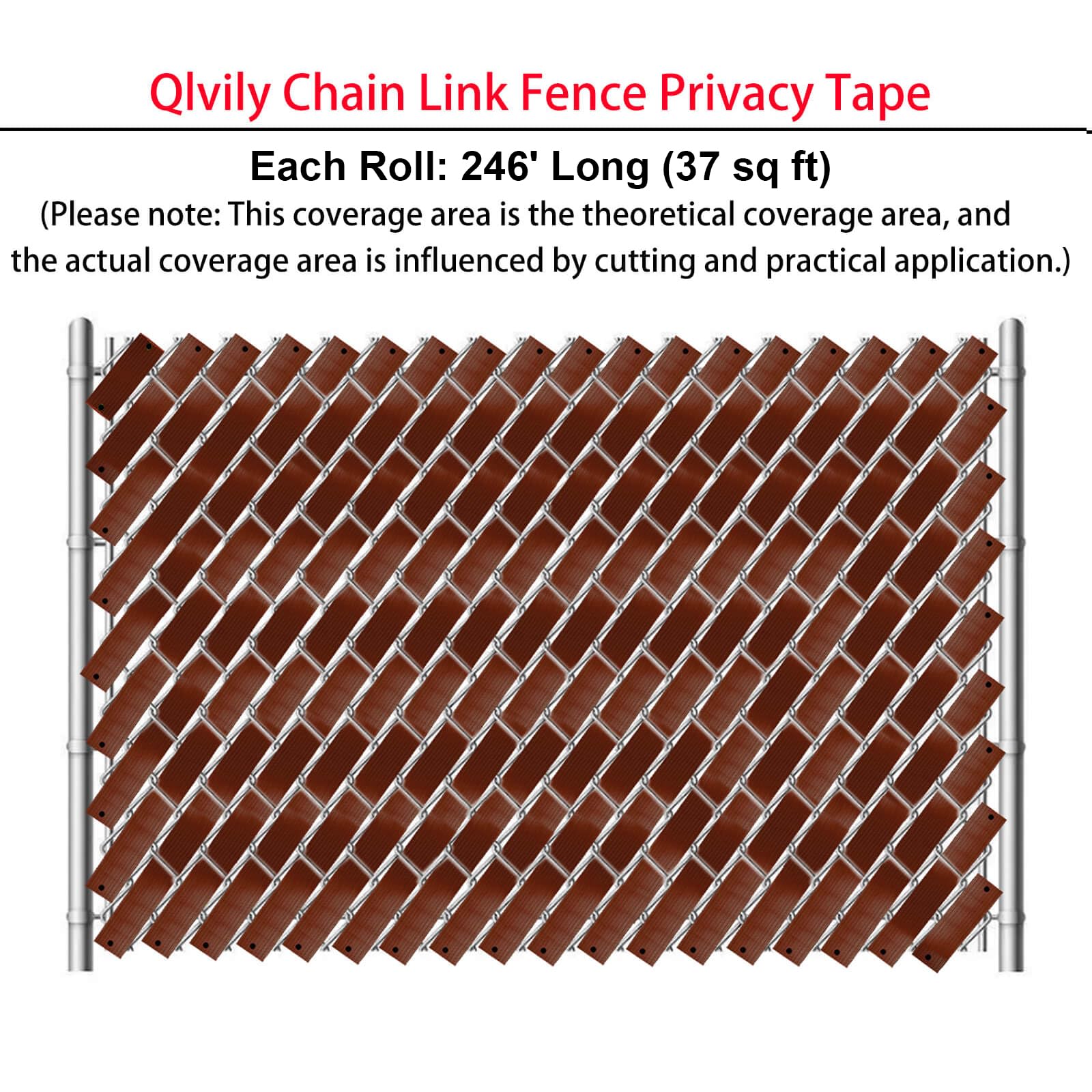 Chain Link Fence Privacy Tape, 246ft x 0.15ft Chain Link Fence Slats, Fence Covering Privacy, Brown (200PCS Button + Puncher Included)