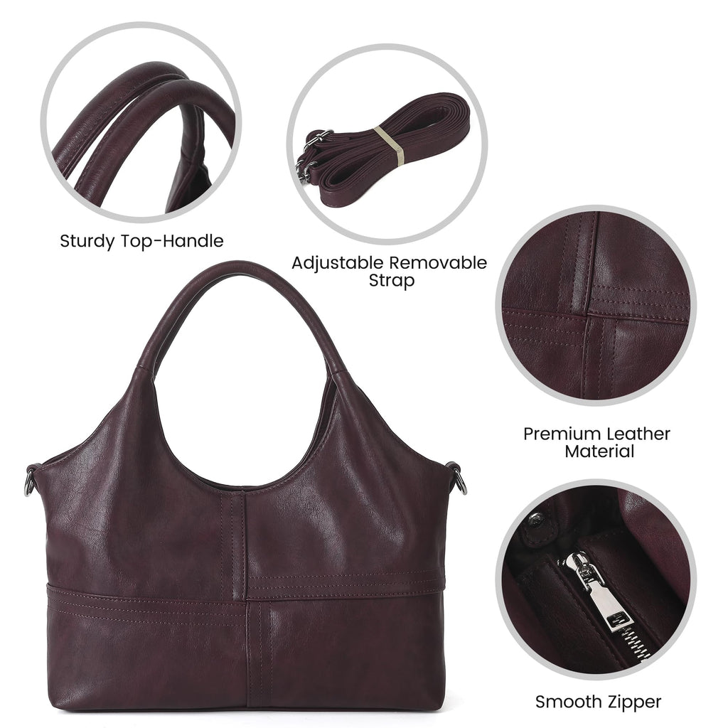 KOGTLA Medium Vegan Leather Purses for Women with Detachable Satchel Strap, Ladies Handbags, Tote Hobo Bags with Two-Handle