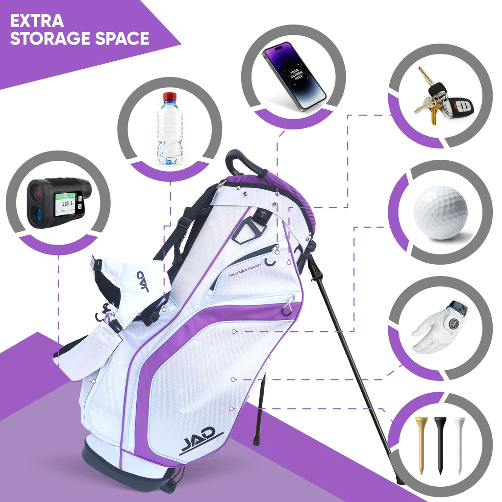 JAD Lightweight Womens Golf Bag, Golf Stand Bag for Women/Ladies, 14-Way Top Dividers, Ultra Lightweight, Large Pockets for Accessories, Durable Water Resistant