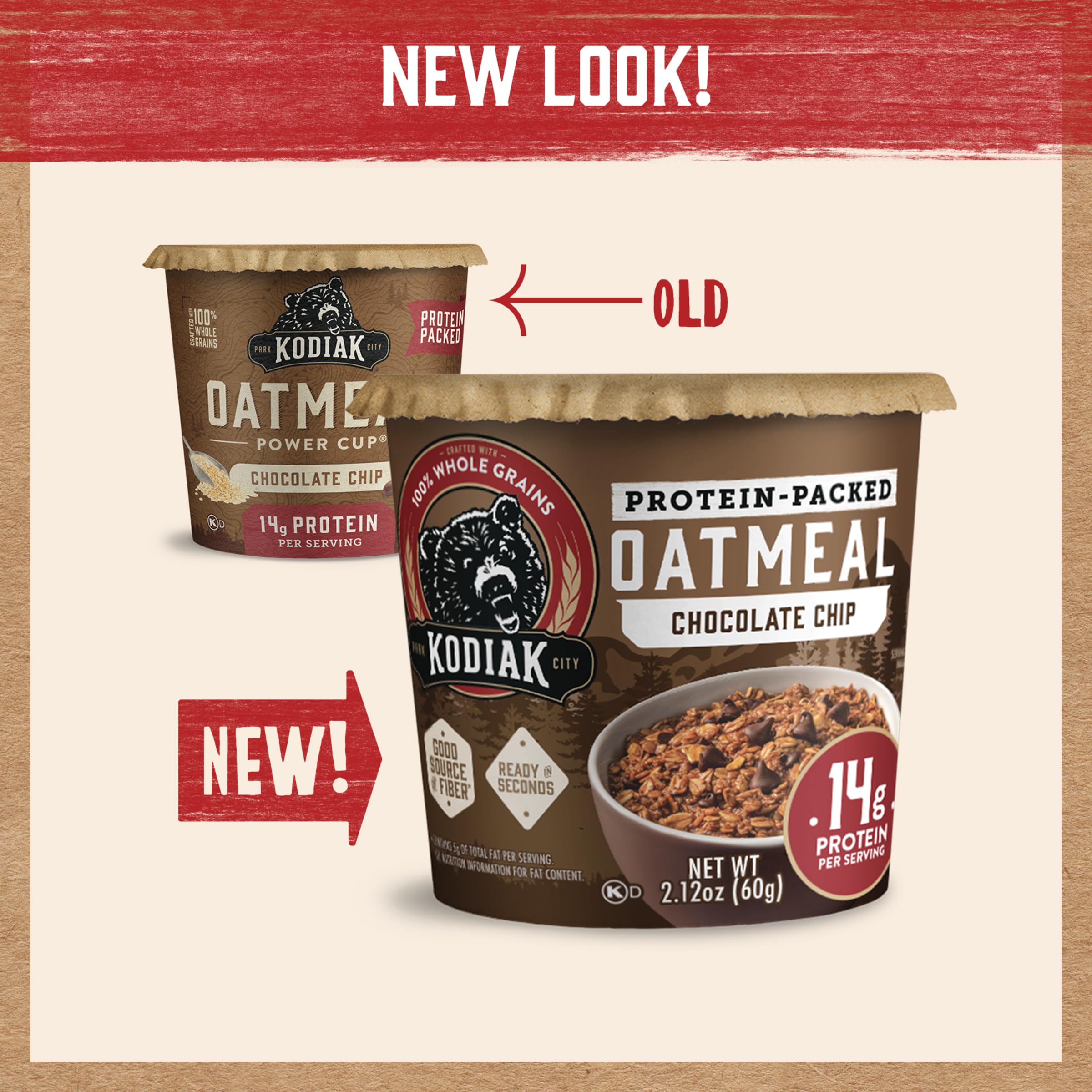 Kodiak Cakes Instant Protein Apple Cinnamon Oatmeal in a Cup, 2.12oz (Pack of 12)