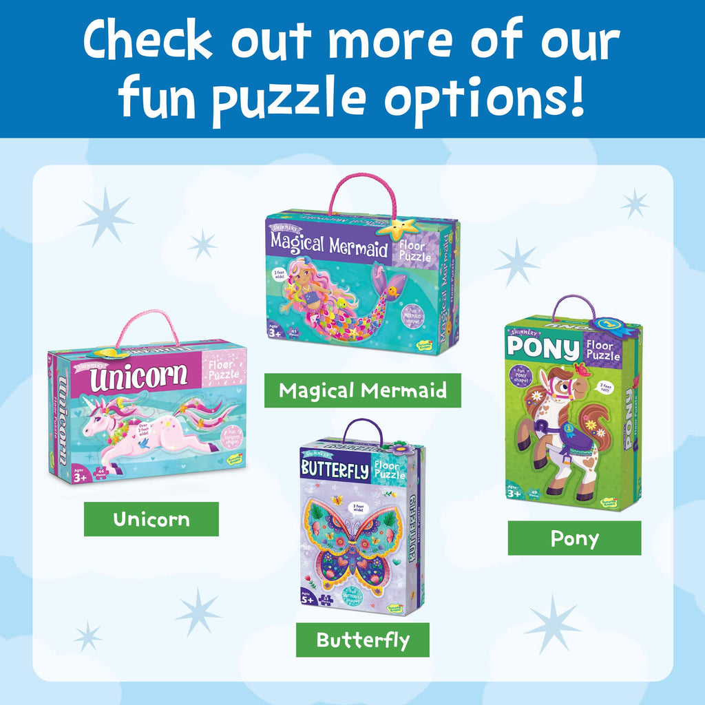 Peaceable Kingdom Shimmery Bunny Shaped 41 Piece Floor Puzzle, 3 feet x 2 feet - Great Easter Basket Stuffers and Easter Gifts for 3 Year Olds, 4 Year Olds & Up