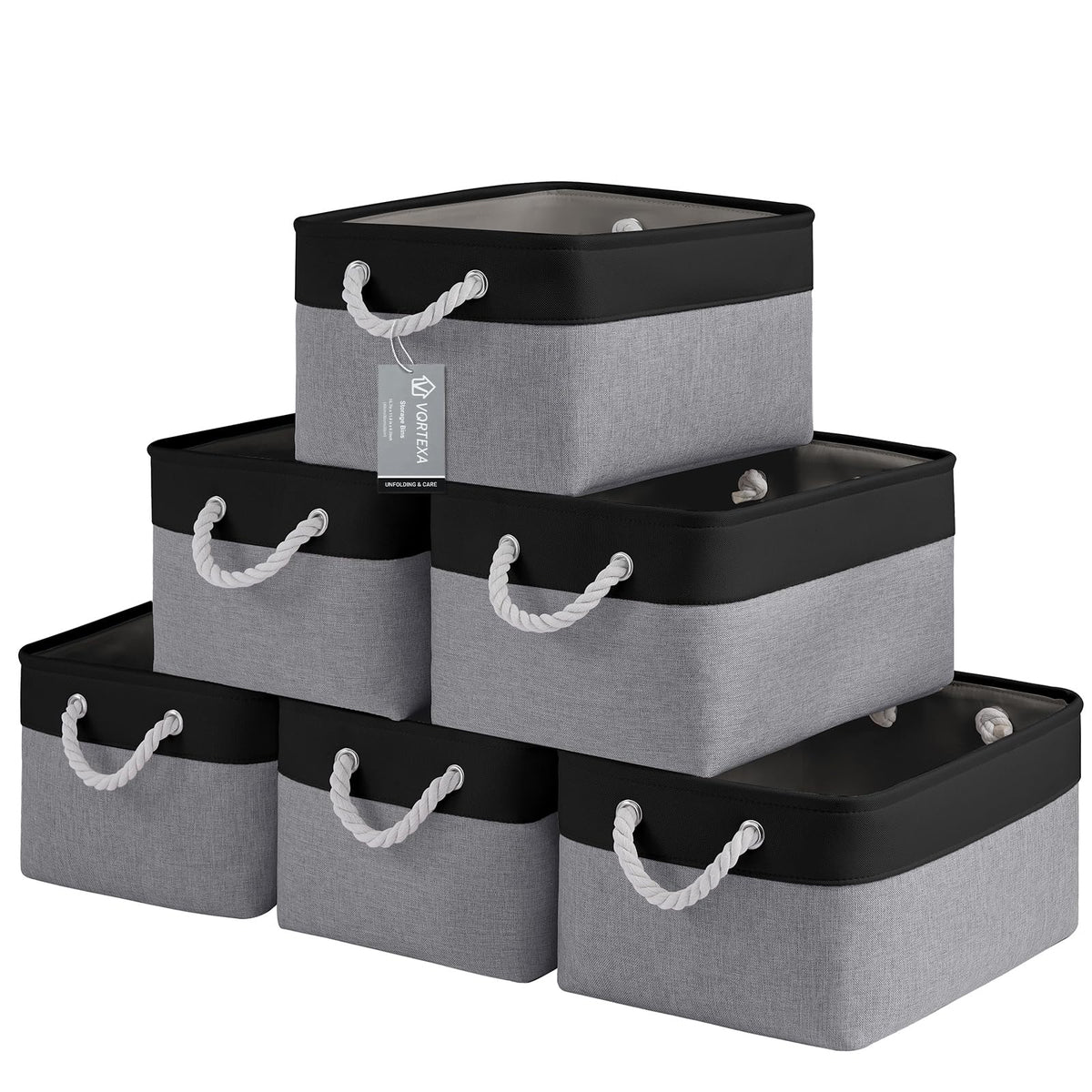 Storage Baskets for Shelves 11.8x7.9x5.2 Inch, Foldable Fabric Storage Bins with Handles, Small Storage Baskets for Organizing Closet, Office, Home Organization (1-Pack, Gray)