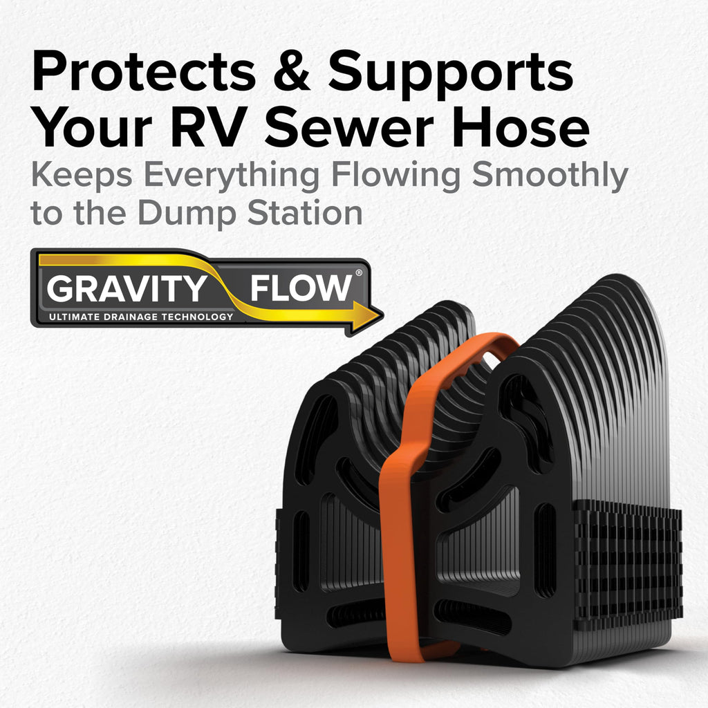 Camco RhinoFLEX 15' RV Sewer Hose Kit — Includes 4-in-1 Adapter, Clear Elbow, & Caps — Connects to 3″ Slip & 3″, 3 1/2″, 4″ NPT Threaded Sewer Connections (39770)
