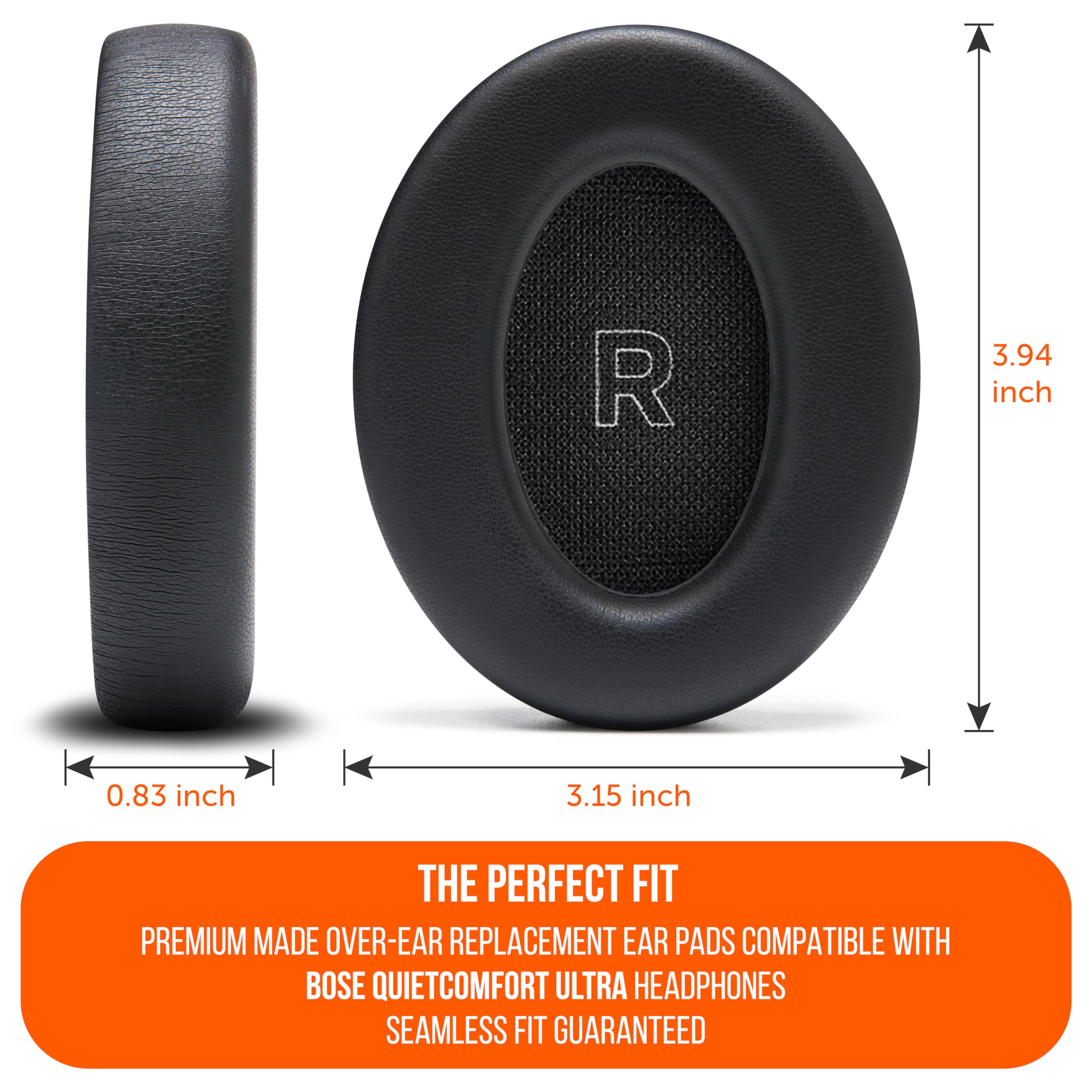 WC PadZ QC Ultra – Upgraded Replacement Earpads Compatible with Bose QuietComfort Ultra Gen 1 & Gen 2 by Wicked Cushions | Enhanced Comfort, Thickness & Durability | 90's Black